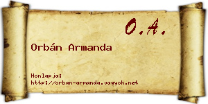 Orbán Armanda névjegykártya